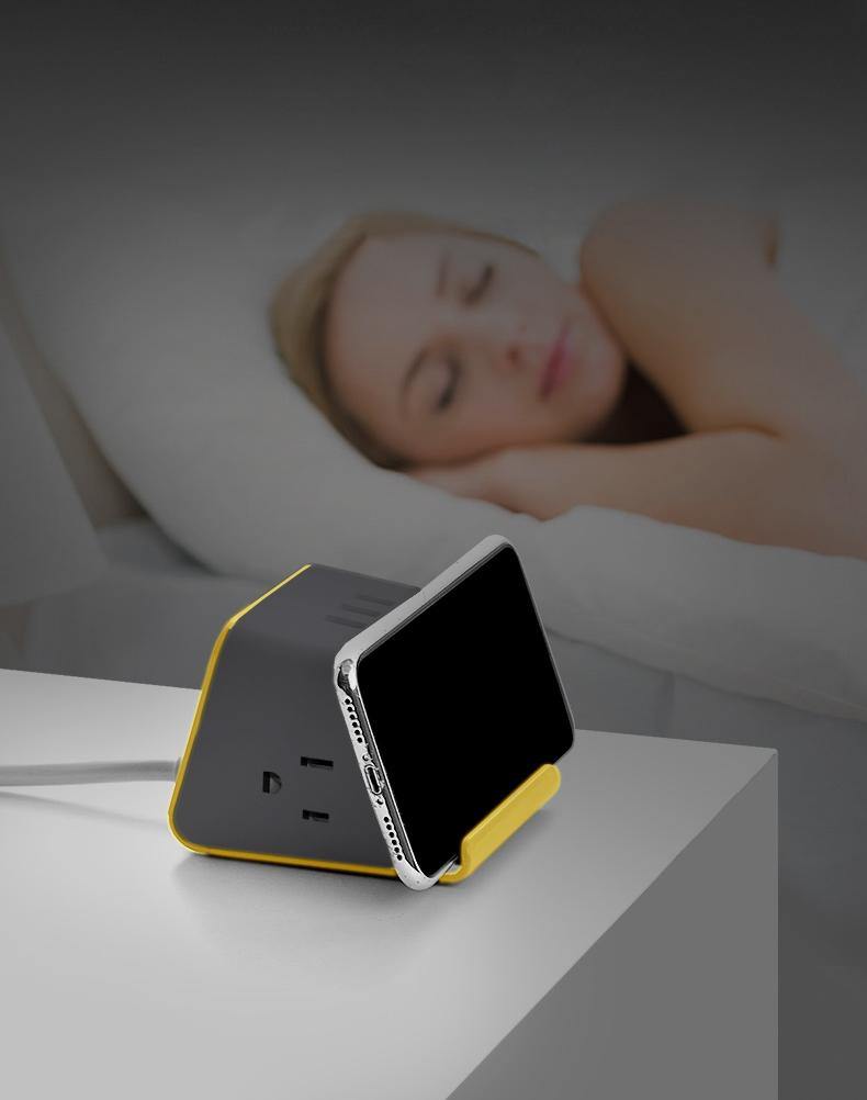 MyDesktop 29W Wireless Charging Stand with 3 USB Ports and 2 Power Outlets - Yellow