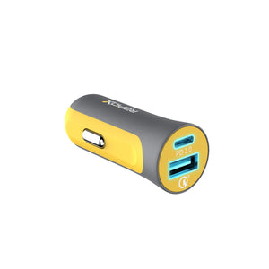 X2PD Compact & Fast Dual Car Charger with 30W USB-C PD - Yellow - RapidX