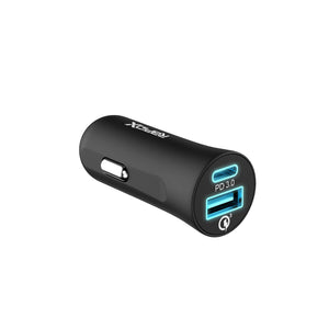 X2PD Compact & Fast Dual Car Charger with 30W USB-C PD - Black - RapidX