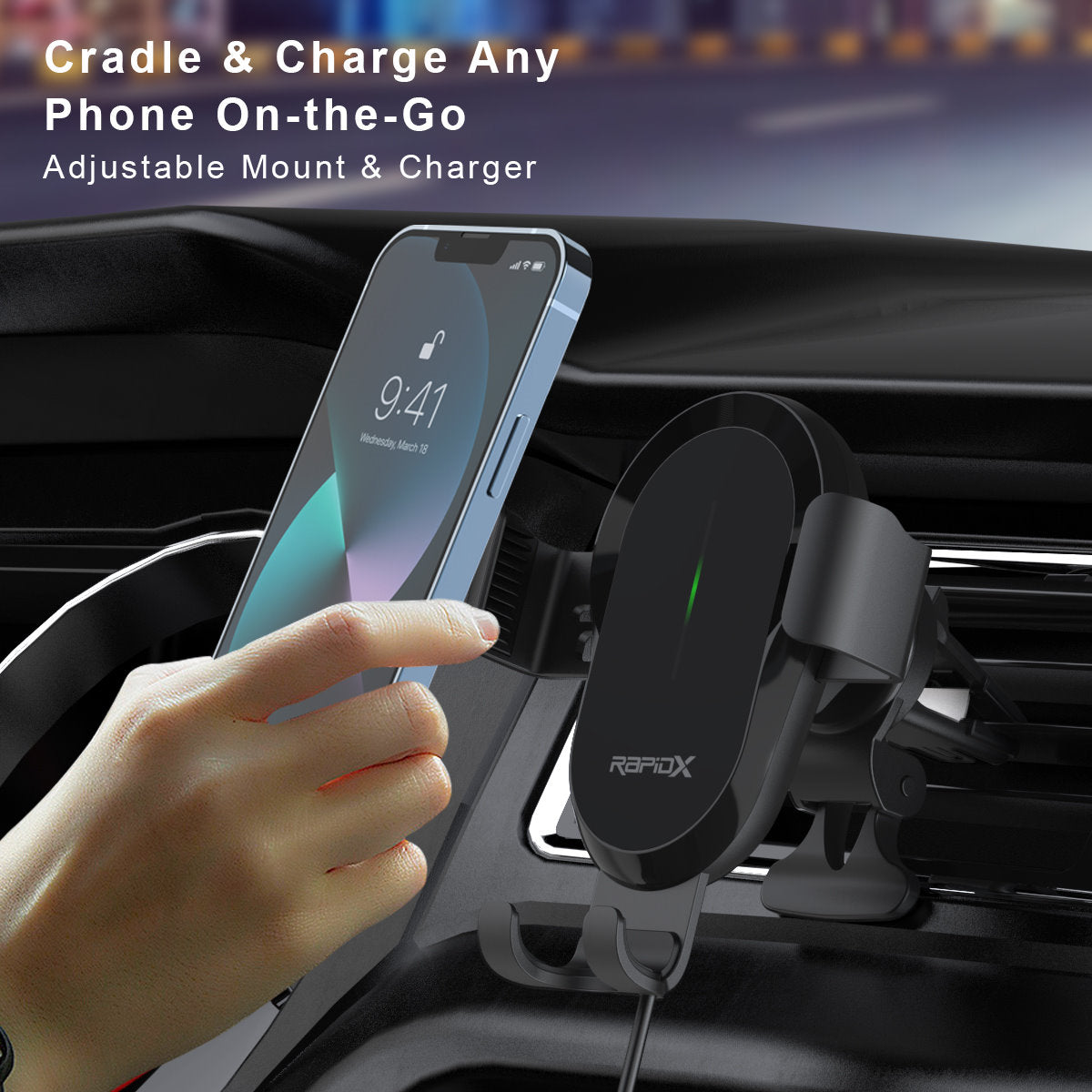 Dashio CW4 Car Vent Mount & Wireless Charger, up to 15W, Slide & Lock -  RapidX