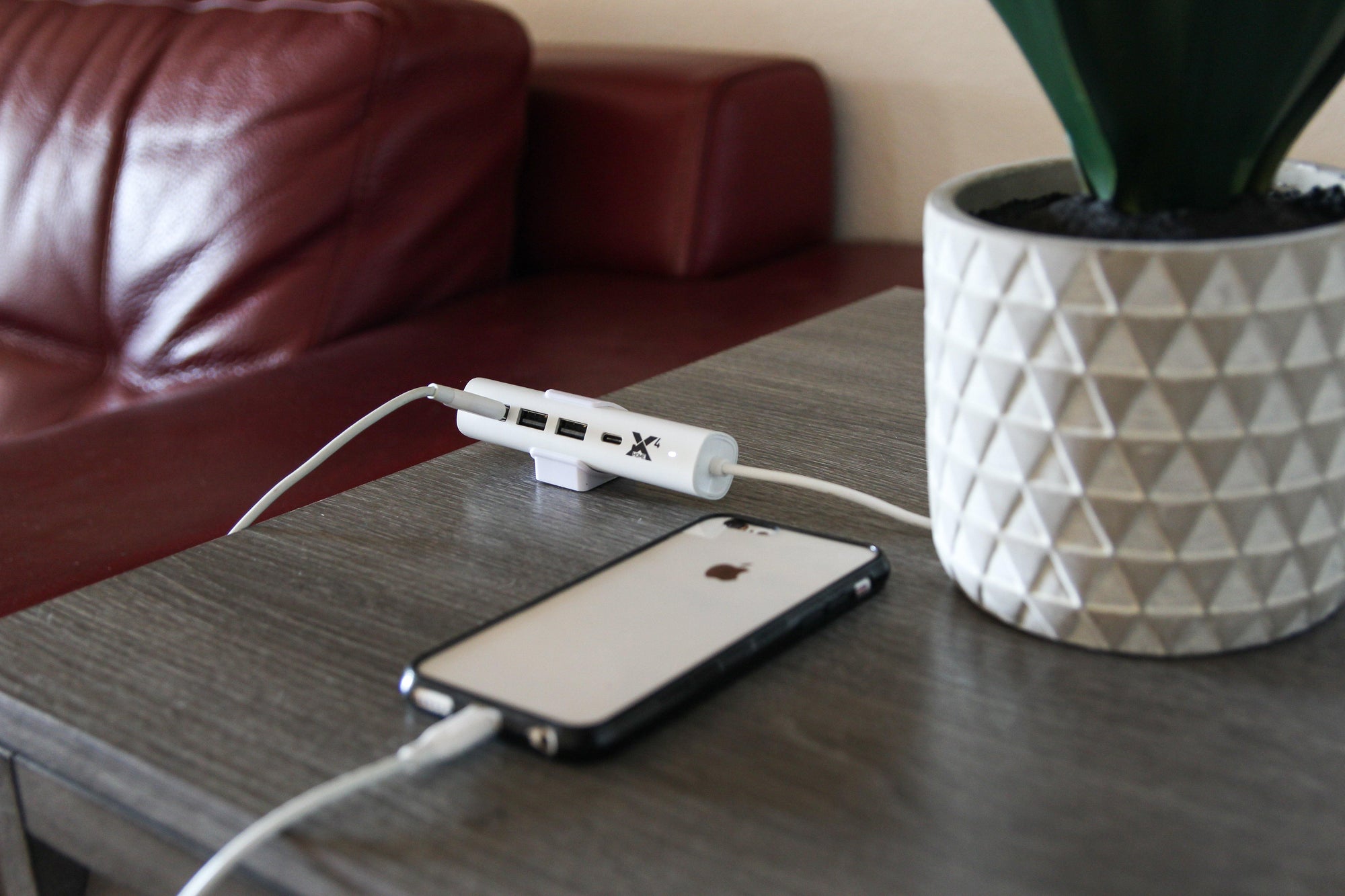 X4 Home Super Compact 4-Port Charger with Type-C PD fast charging for the Home or Office - White - RapidX