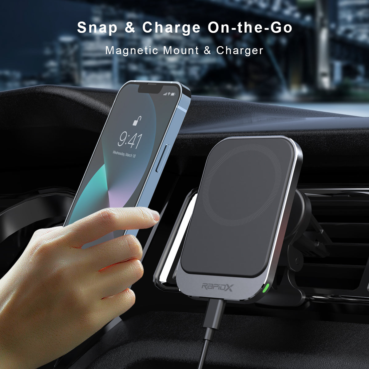 Wireless Charger Magsafe Android Case Dashio MW1 Car Vent Mount