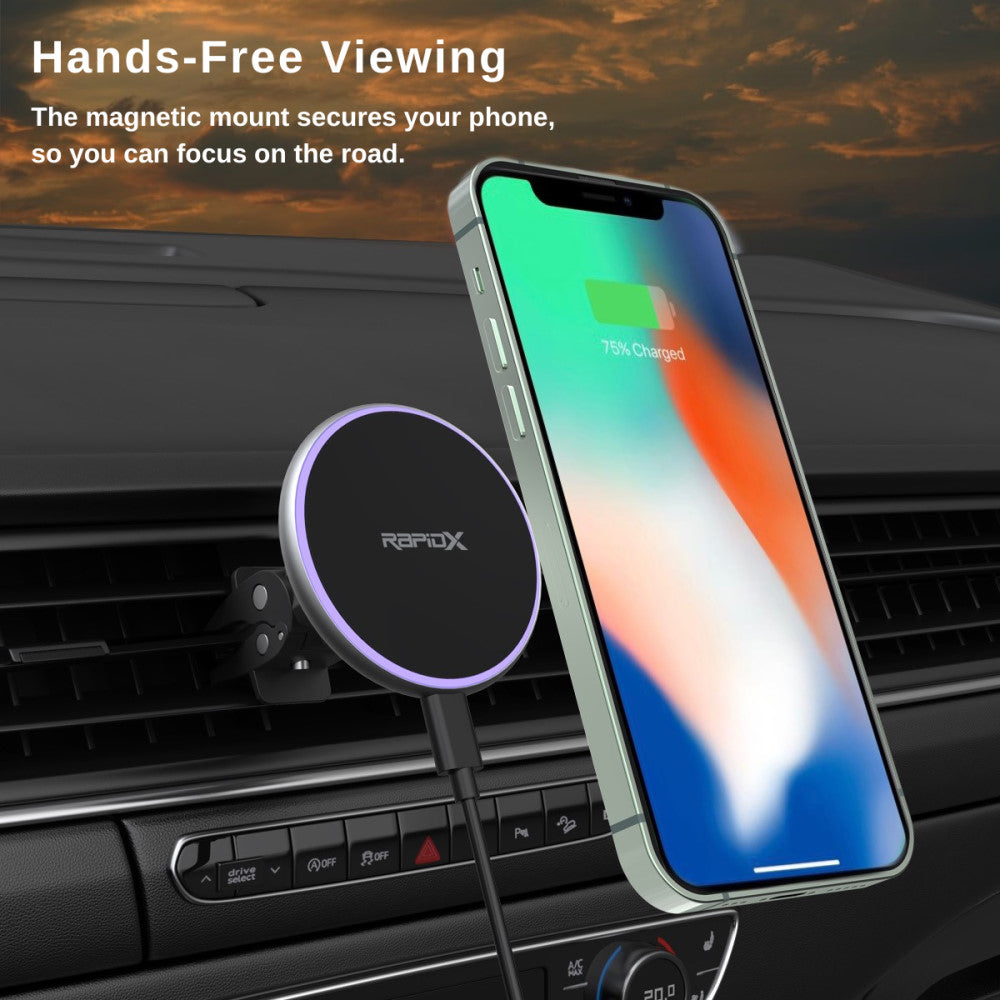 Dashio MW2 Car Vent Mount & Magnetic Wireless Charger Circle, for