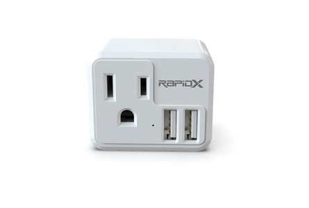 PowX-2 Wall Outlet with 2 USB Ports by RapidX White - RapidX