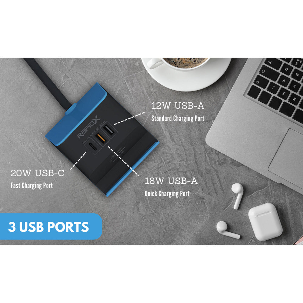 MyDesktop Pro 60W 3 USB Ports and 2 Power Outlets Power Station with W ...
